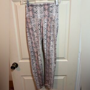 ABS2B Rose Python Scrunch Booty Snakeskin Leggings Beige Cream - Small